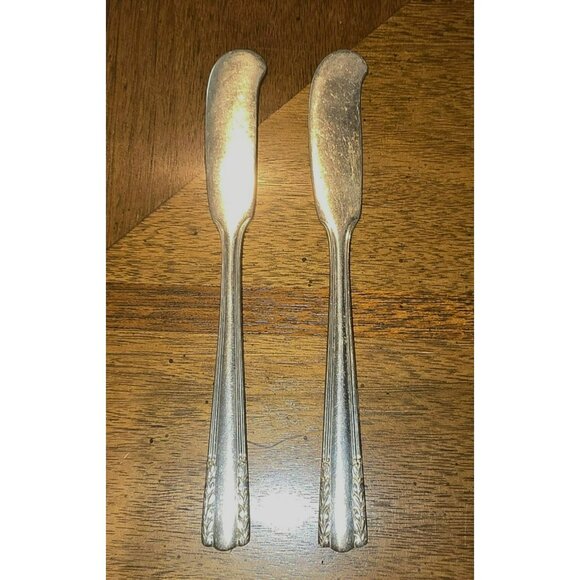 Vintage Alvin Chapel Bells Butter Spreaders Set 2 Sterling Silver Flatware HS108 - Picture 2 of 5
